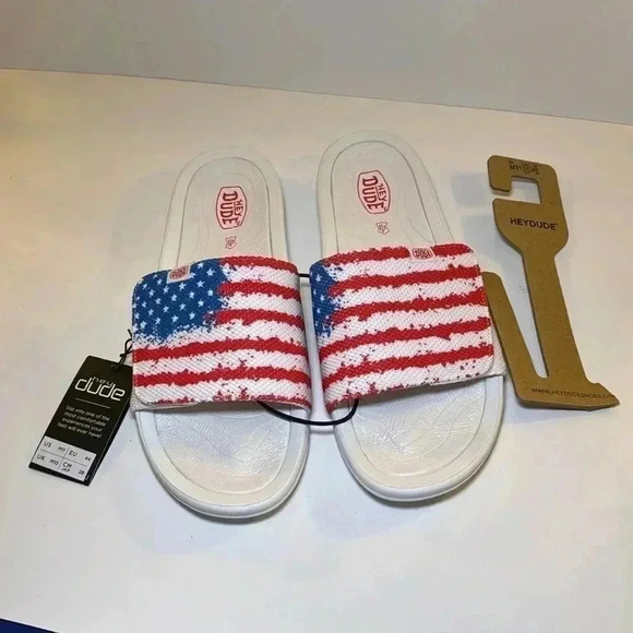 Hey Dude American flag flip flops size 11NWT - Picture 1 of 8